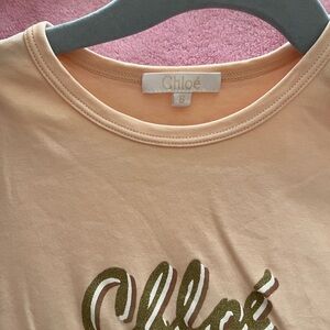 CHLOÉ Girls' Long Sleeve Logo Top
Size: 6, peachy pink color